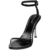 YYH Modern Black Silver Heeled Sandal by YYH