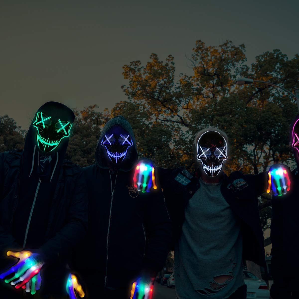 LED Gloves for Adult Kids Halloween Costumes Kithouse Halloween Mask LED Purge Mask Light Up Mask LED Face Mask Skull Scary Clothing, Shoes & Jewelry Costumes & Accessories