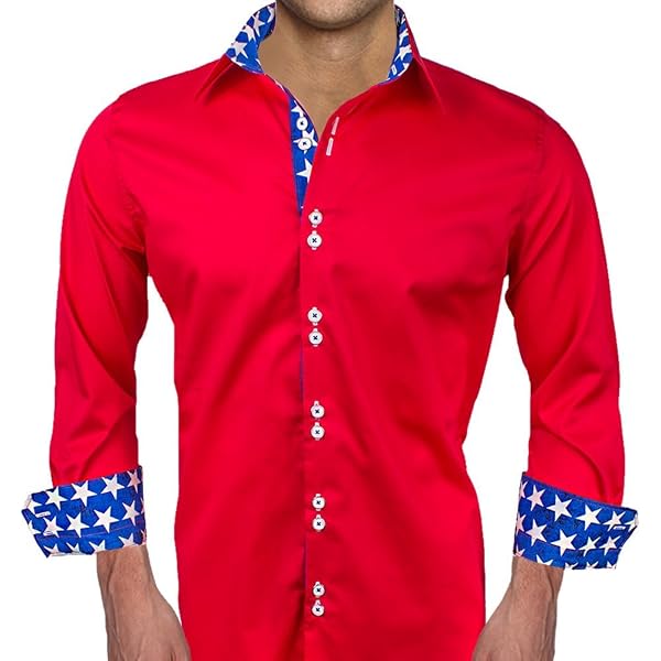 Men Red Christmas Dress Shirts