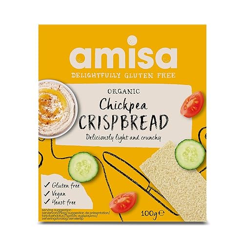 Amisa Organic Chickpea Crispbread 100g, Pack of 12 - High in Protein, Gluten-Free & Vegan-Friendly