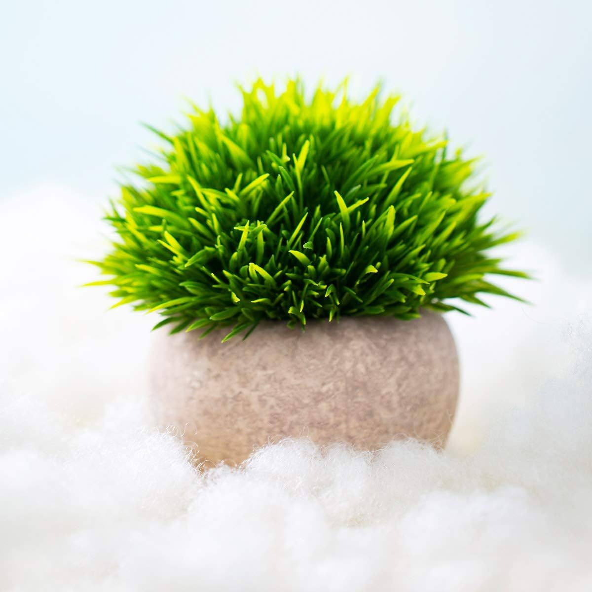 UltraOutlet 2 Pack Small Artificial Plants Centerpiece in Pot Fake Mini Decorative Potted Topiary Shrubs for Office, Home, Inddor, Room Decoration, Green -