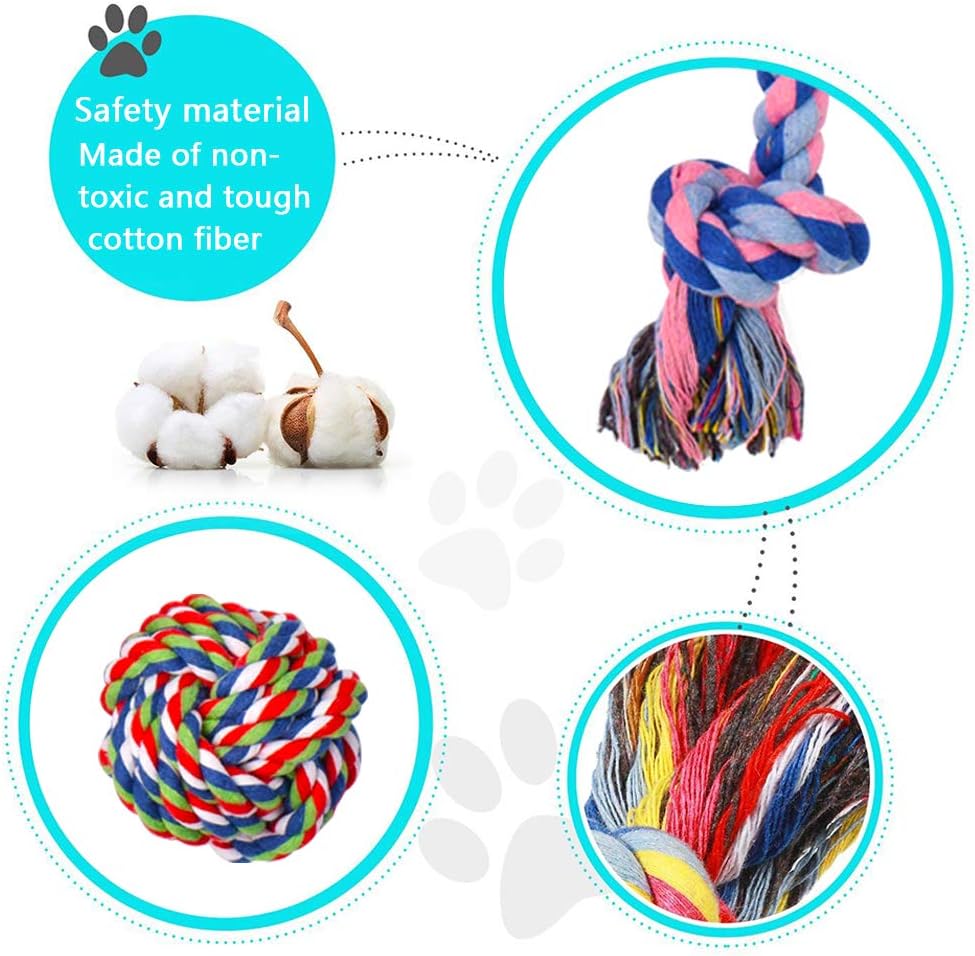 BETOY Dog Chew Toys, 4PCS Durable Dog Rope Knot Puppy Teething Cleaning Cotton Knot - Image 5
