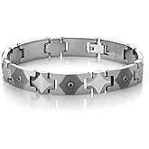 Gem Stone King Men’s Shiny Polished Tungsten Carbide Black Diamond Bracelet