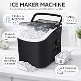 1ABOVE Countertop Ice Maker 12kg/24H 9 Cubes in 6 Min Self-Cleaning Black view 6