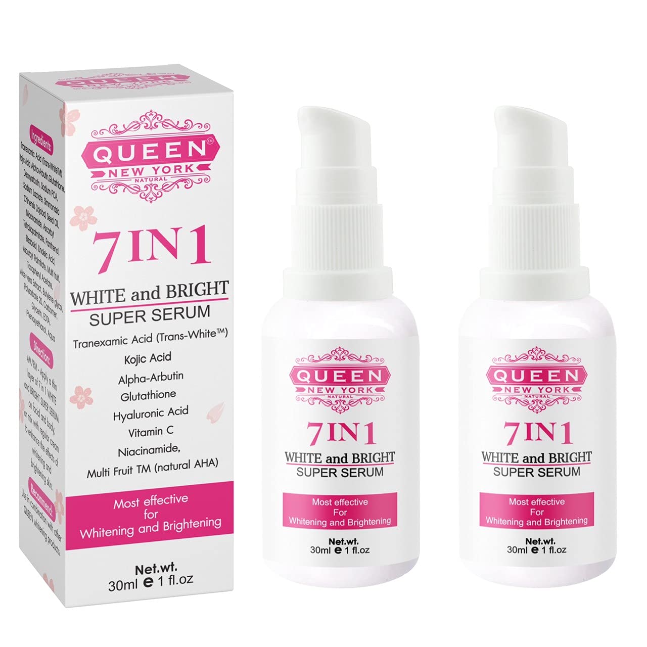 QUEEN 7in1 Super Face Serum Dark Spot Remover Melasma Treatment Anti Aging Vegan Cruelty Free-NO FRAGRANC by QUEEN NATURAL NEW YORK (Pack of 2)