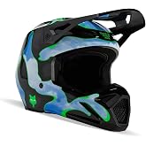 Fox Racing Unisex V1 Motocross Dirt Bike Helmet, Black/Green, XX-Large
