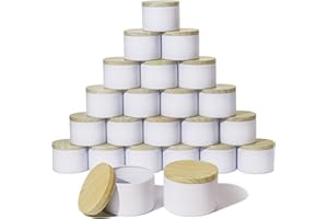 Aroparc Candle Tins 8oz with Lids, 24 Pack Seamless Bulk Candle Containers for Candle Making Supplies Wholesale Empty Candle Jars - Wood Grain Lids White Tins