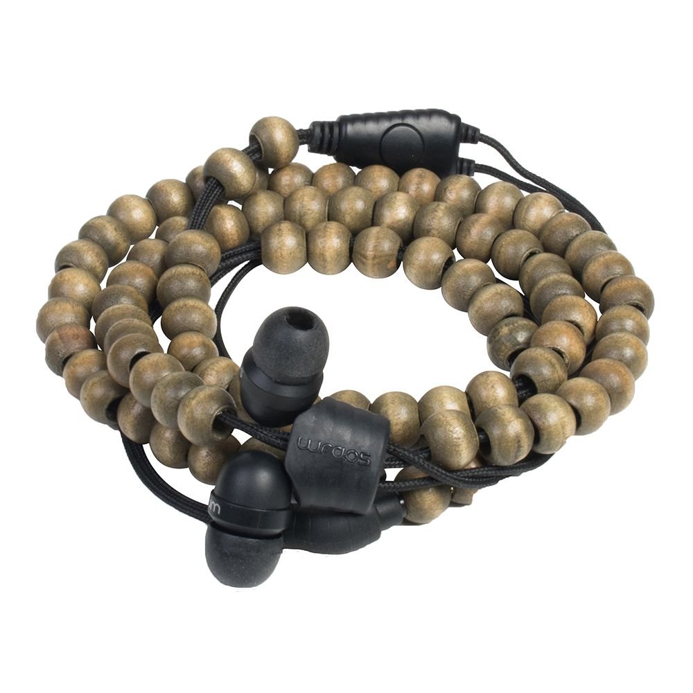 Wraps Premium Wood Wristband Bracelet In-Ear Headphones (High Comfort with Locking) - Walnut Brown