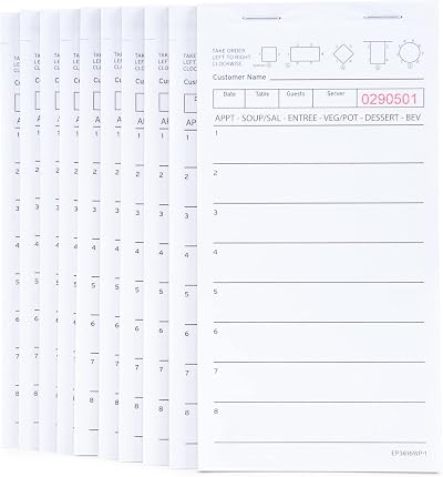 DGBDPACK Guest Check Pads EP-3616WP-1 10 Pads 500 Sheets White Waitress Server