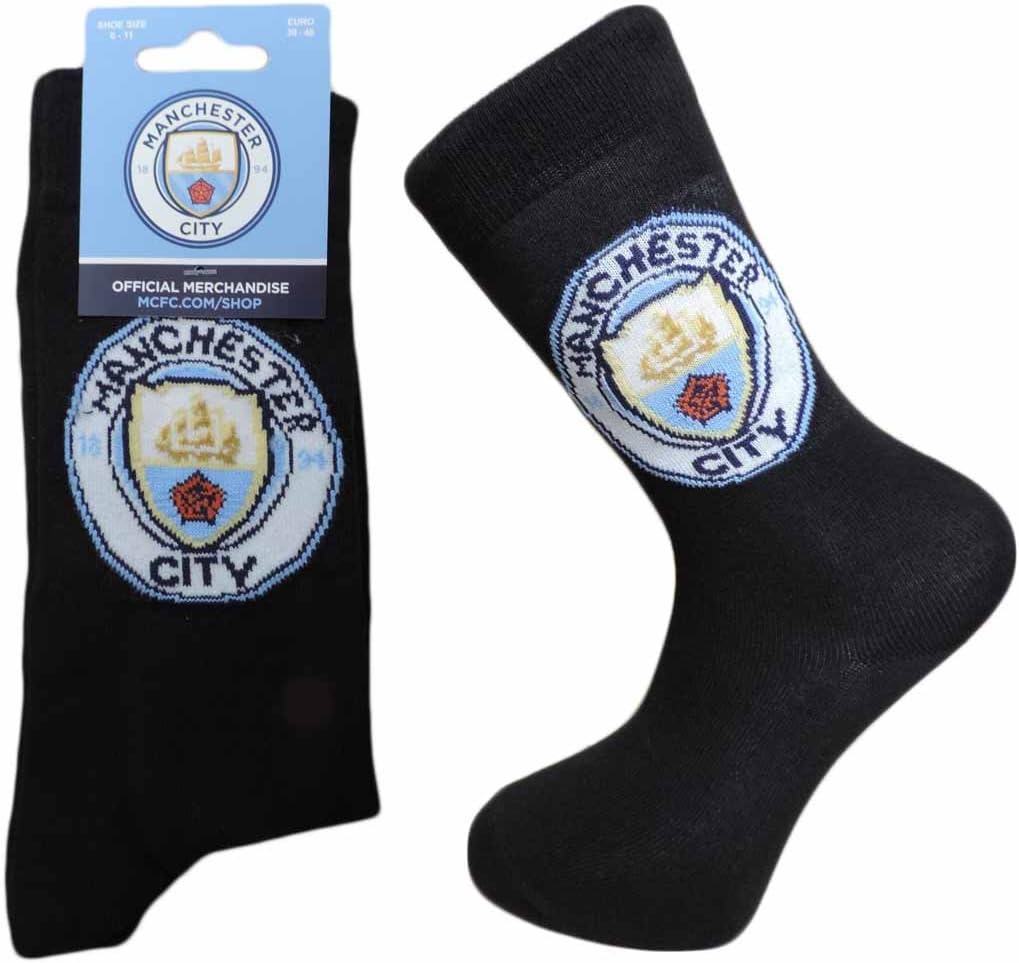 2 PAIRS OF OFFICIAL FOOTBALL TEAM SOCKS (6 to 11 MENS, MANCHESTER CITY