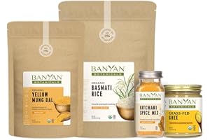 Banyan Botanicals Kitchari Kit – Organic Yellow Mung Dal, Basmati Rice, Kitchari Spice Mix & Ghee to Make Kitchari – for Ayurvedic Cleanses & Digestive Resets – Non GMO Sustainably Sourced Vegetarian