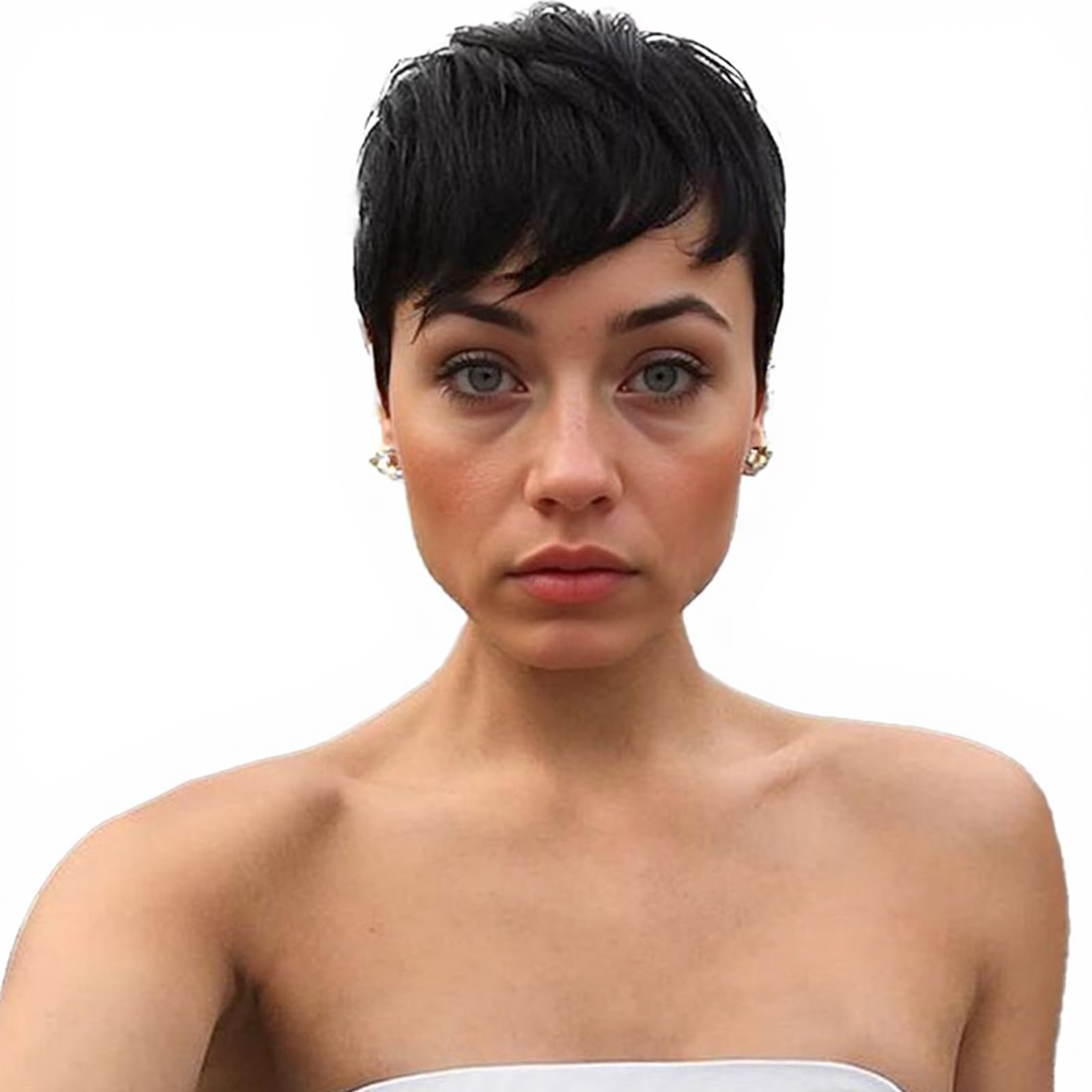 VPB Short Hair Wigs for Women, Pixie Cut Wigs, Straight Black Synthetic Hair Wigs (22.5 inches)