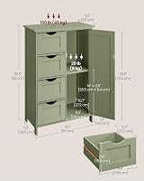 VASAGLE Laurel Green Bathroom Floor Storage Cabinet 4 Drawers 1 Door 30x55x82 cm view 6