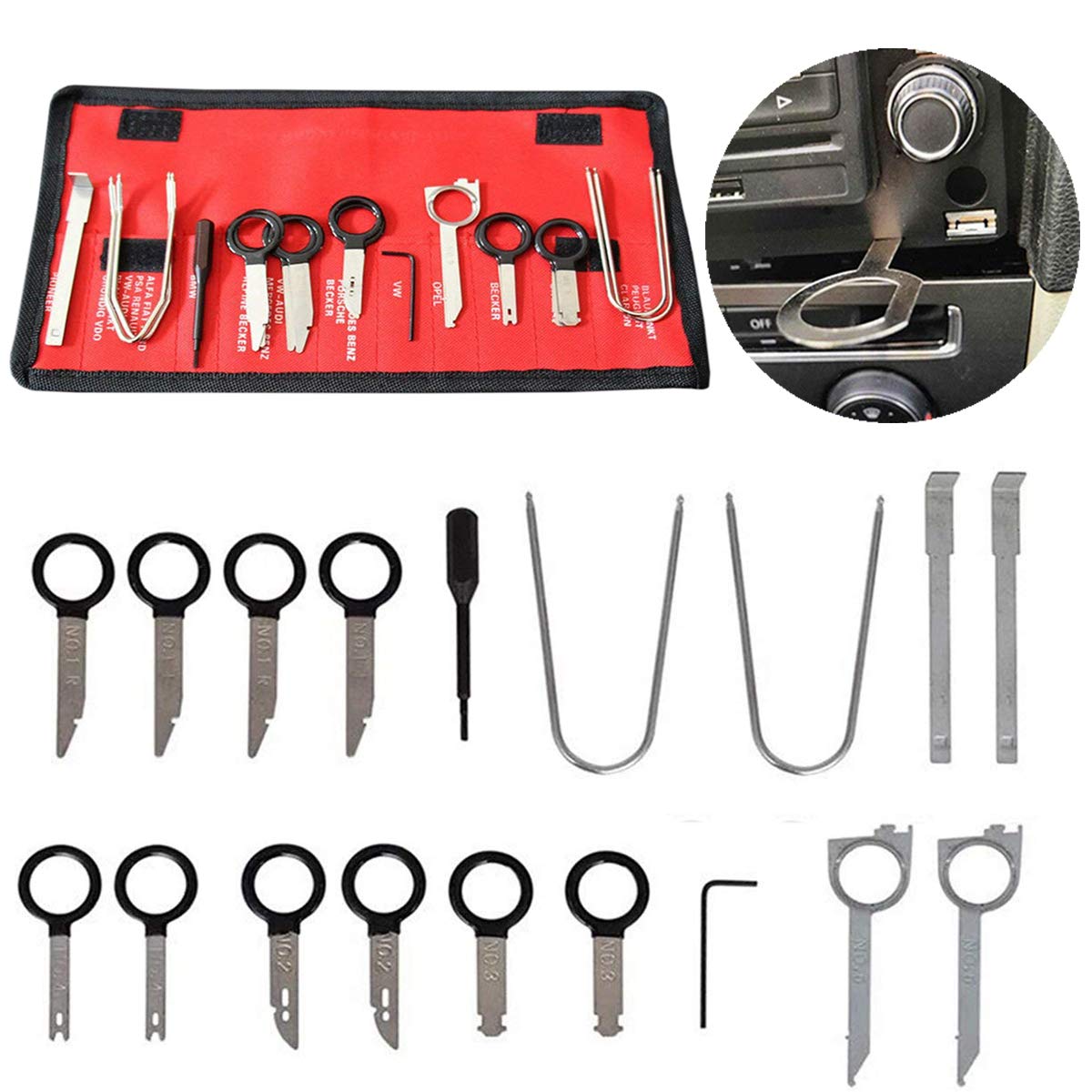 Xrten 20 PCS Car Panel Removal Tools Nylon for Car Panel Dash Audio Radio Removal Installer for Removal Replacement Auto Repair Car Radio