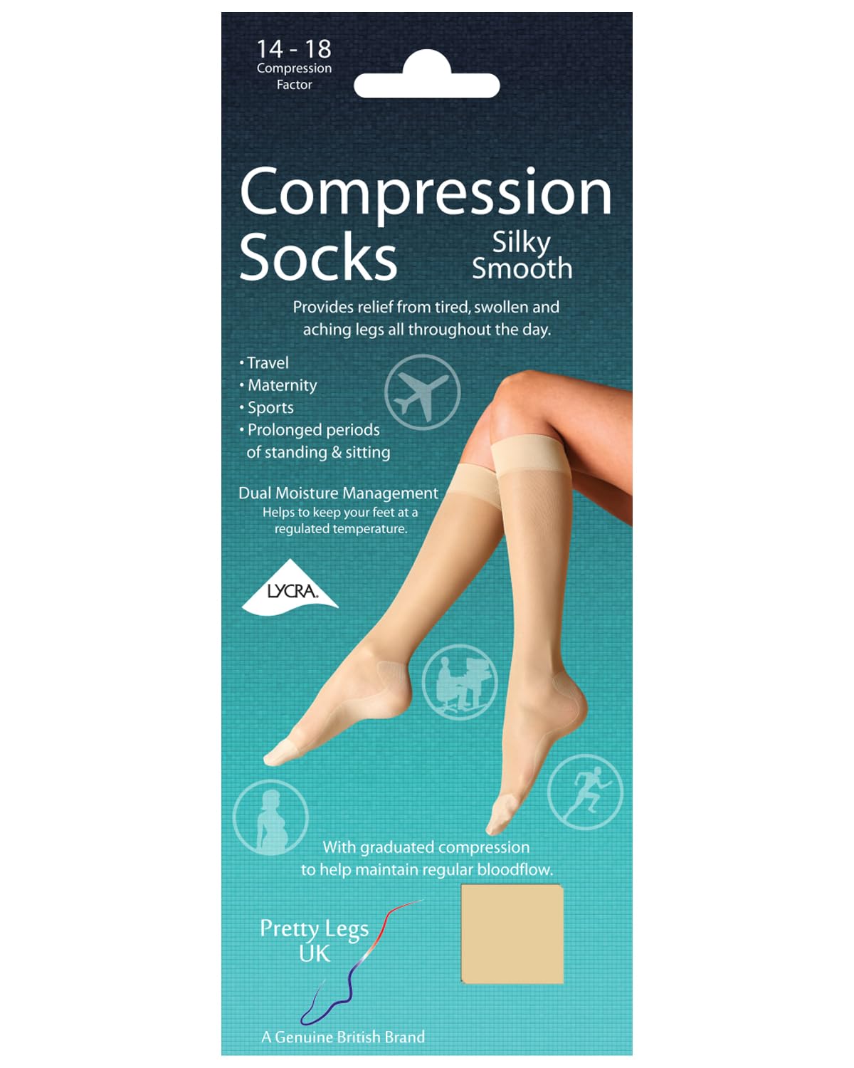 Ladies Pretty Legs Silky Smooth Compression Socks DJ4S Natural
