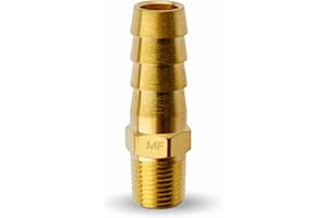 MAACFLOW Brass 1/8" Male NPT to 3/8" Hose ID Barb (Thread OD 0.34") Barbed Fitting Adaptor Connector (Pack of 1)