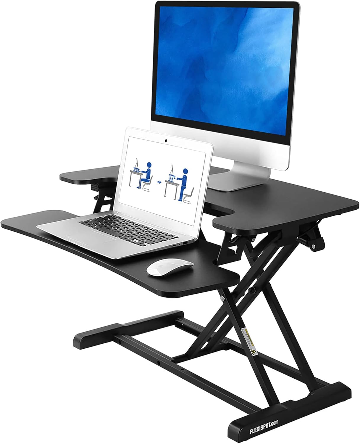FLEXISPOT Standing Desk Converter 30 inch Height Adjustable Stand Up Desk Riser Black Home Office Desk Workstation for Dual Monitors and Laptop (M730) : Office Products