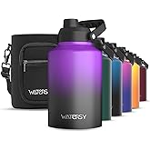 WATERSY 1 Gallon Water Bottle Insulated(Cold for 48 Hrs),BPA Free&Leak Proof,128oz Stainless Steel Water Jug,Big thermo,Large Water Bottle with Handle for Gym,Hiking,Camping&Travel,Purple