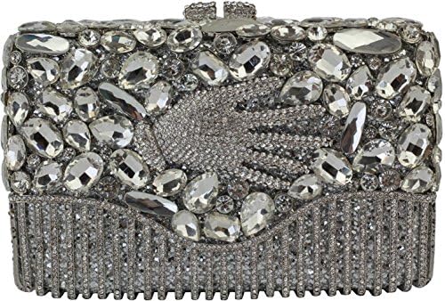 Yilongsheng Women Full Rhinestones Clutch Handbags For Party Wedding L-4013(Silver)