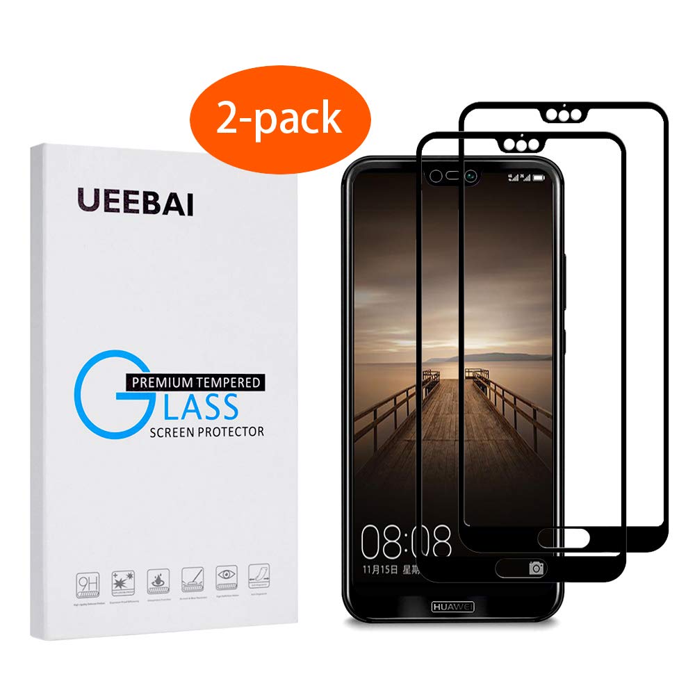 UEEBAI 2 Pack Screen Protector for Huawei P30 Pro,[Full Coverage] Tempered Glass Screen Protector Ultra Thin Case-Friendly Shatterproof Anti-Scratch Easy Installation Protective Film - Black