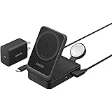 MagSafe Charger Compatible, Anker MagGo 3-in-1 Charging Station, Qi2 Certified 15W Wireless Charger Stand, Apple Watch Charge