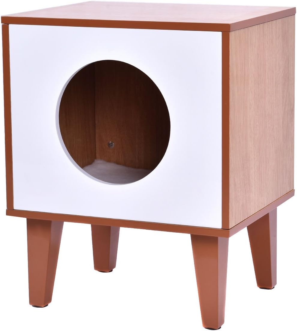 New Cat Box Cushion Bed Cleaning Enclosure Hidden Pet Cabinet Furniture Wood