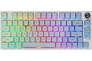 EPOMAKER TH80 Pro Wireless Gaming Keyboard, 3 Modes (2.4Ghz/Bluetooth 5.0/USB-C Wired) Mechanical Keyboard, Hot Swappable, RGB Backlit, for Windows/Mac/PS5/PS4/Xbox (Monet, Flamingo Switch)