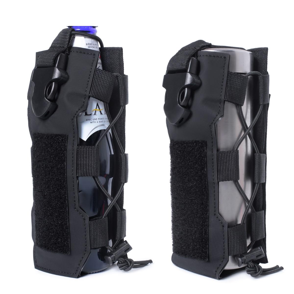 HOUSON Tactical Bottle Bag, Nylon Water Bottle Holder Backpack Bottle Holder Military Drinking Bottle Pouch for Hiking Bicycle Running Camping Black