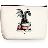 Wenboco Fantasy Dragon Makeup Bag Fantasy Book Lovers Gifts Bookish Gifts Cosmetic Bag Halloween Christmas Birthday Gifts for Readers Women Girls Friends Sisters Book Accessories Travel Toiletry Bag