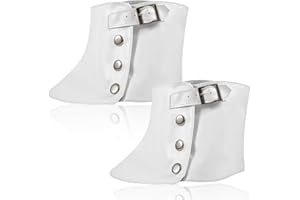 ANEETAFAN Men's Gangster Spats 20s Leather Shoe Cover White Spats for Men,Mens Womens Roaring 1920s Accessories,Dapper Days Costume Accessories