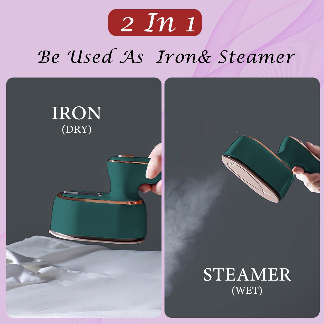 Travel Steamer Mini Iron for Clothes: portable mini steam iron handheld clothing steamers travel size small hand held garment steam plancha a de vapor para ropa portatil travel dorm essentials