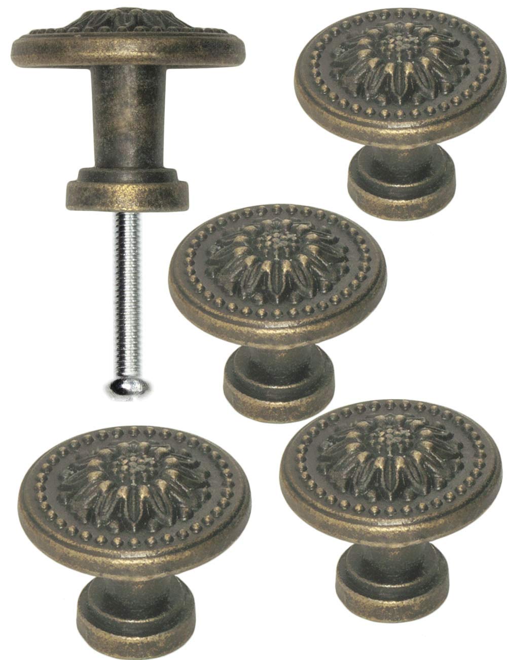 Fuxxer 4x Antique Furniture Handles, Vintage Design, Bronze, 325 x 22 mm, Set of 4