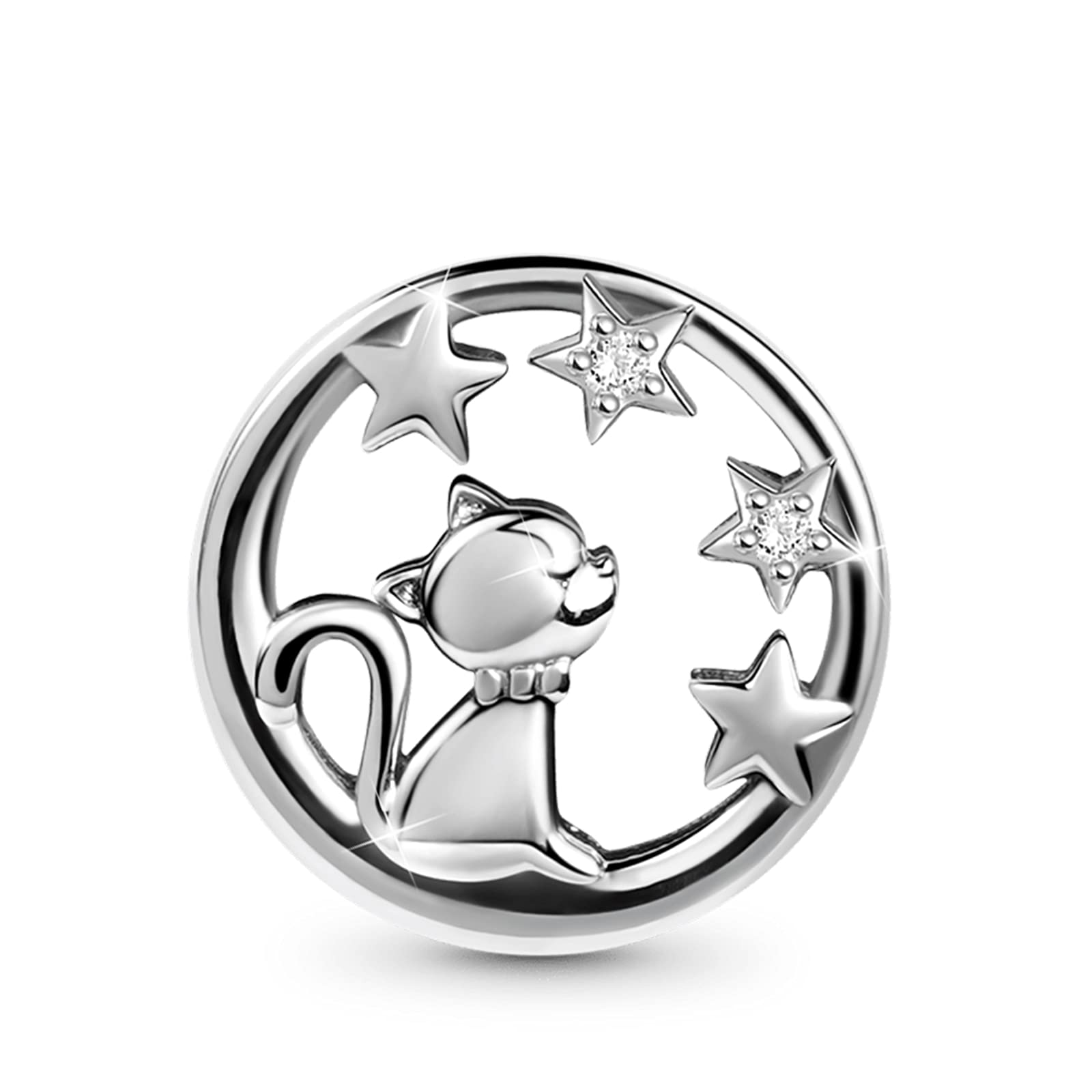 GNOCE Cat Charm Bead Sterling Silver Charm Fit Bracelet/Necklace for Women Girls Wife Daughter