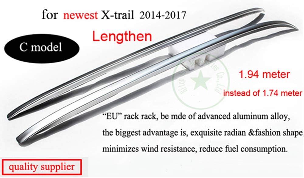 LKJIPL Roof Rack Bar Rail Fit for New X-Trail Rogue 2015 2016 2017 2018 2019 2020, Aluminum, 3 Choices, Fix by Screw Or Glue,Cmodel