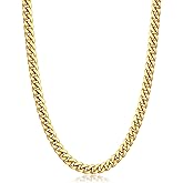 Momlovu 18K Gold Plated Chain Silver Tone Chains for Men Boys, 4mm/6mm Stainless Steel Cuban Link Chain for Men, Cool Men's Necklace Chains 18/20/22/24/26 Inches