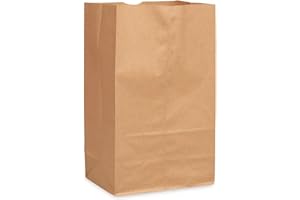 50 Pack Brown Paper Bags [9.75x6x16 inch] Durable Kraft Paper Bag for Takeout, Groceries, Snacks & Crafting, Compostable & Re