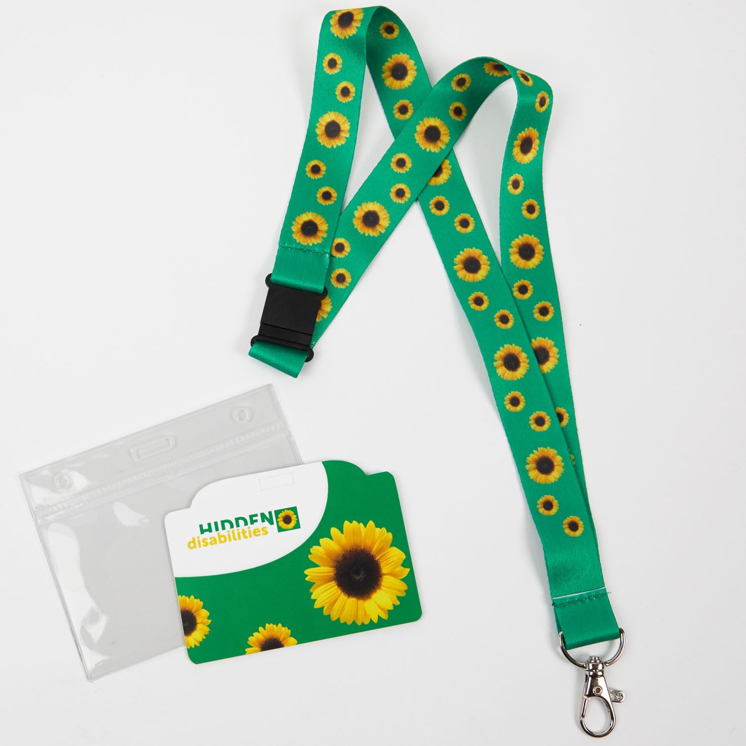 Official Hidden Disabilities Sunflower Lanyard with ID Card | 1 Set of Hidden Disability Sunflower Lanyard with ID Holder Breakaway & Awareness Card