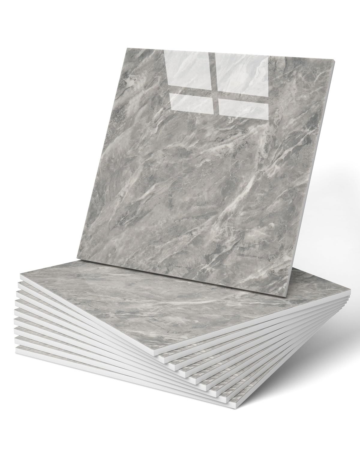 Photo 1 of WADILE 20pcs Peel and Stick Tile Shower, 11.8"x11.8" Self-Adhesive Backsplash PVC Wall Panels for Home Bathroom, Kitchen, Living Room Dark Grey (Not Real Tile)