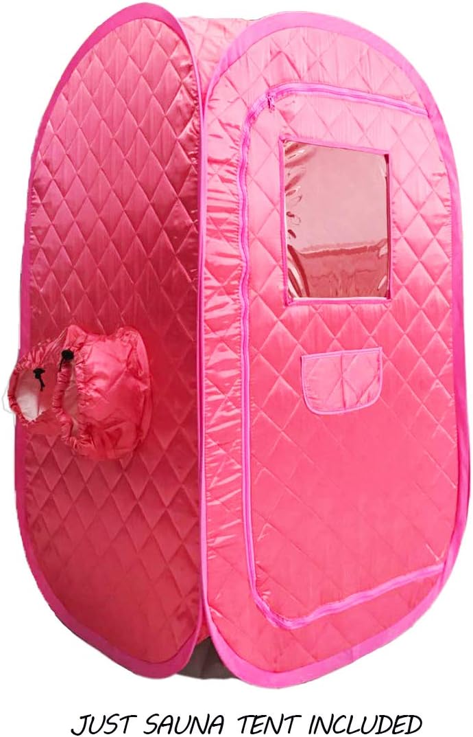 ZONEMELPortable Steam Sauna Tent, Lightweight Folding Tent, Personal Steam Sauna SPA for Detox Therapy, Steamer NOT Included (Pink Red, L 28.74” x W 28.74” x H 48.8”)