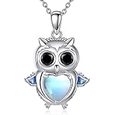 FYBIOD Owl Necklace for Women 925 Sterling Silver Moonstone Owl Pendant Necklace Jewelry Gift for Her