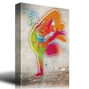 Colorful Hip Hop Dancer on a Brick Wall Background - Canvas Art Home Art - 12x18 inches