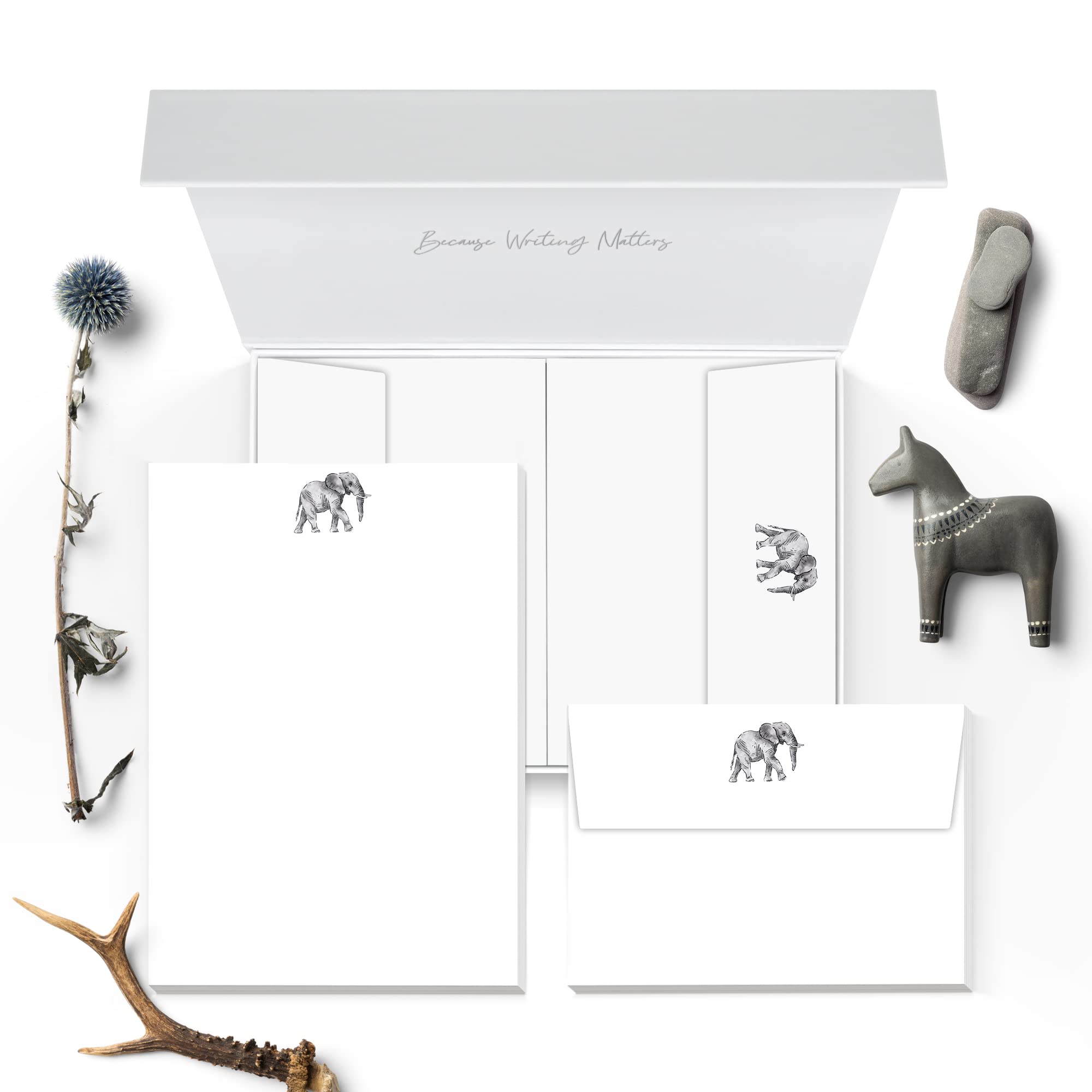 Me Loovely Elephant Letter Writing Paper and Envelopes Set A5 Size Animal Writing Papers Stationery Supplies | Christmas Gifts (20 Letters & 20 Envelopes in Custom Gift Box)