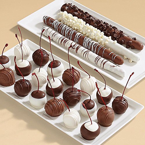 Shari's Berries - 4 Caramel Pretzels and 20 Hand-Dipped Cherries - 24 Count - Gourmet Baked Good Gifts