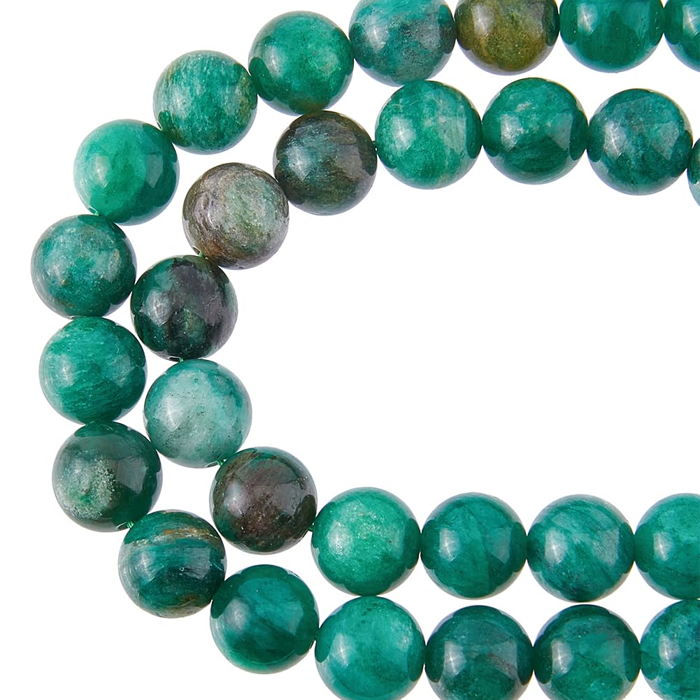 HOBBIESAY 1 Strand 49Pcs Natural Green Emerald Beads 8.5mm Crystal Gemstone Beads Round Spacer Loose Stone Beads for DIY Bracelet Jewelry Making