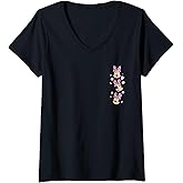Womens Minnie - Minnie Face and Icons V-Neck T-Shirt