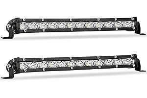 Zmoon 12in Signal Row Led Light Bar [14in w/Bracket] 80W Spot Flood Combo Off Road, Waterproof Slim Light Bar for SUV Jeep ATV Boat 2-Pack