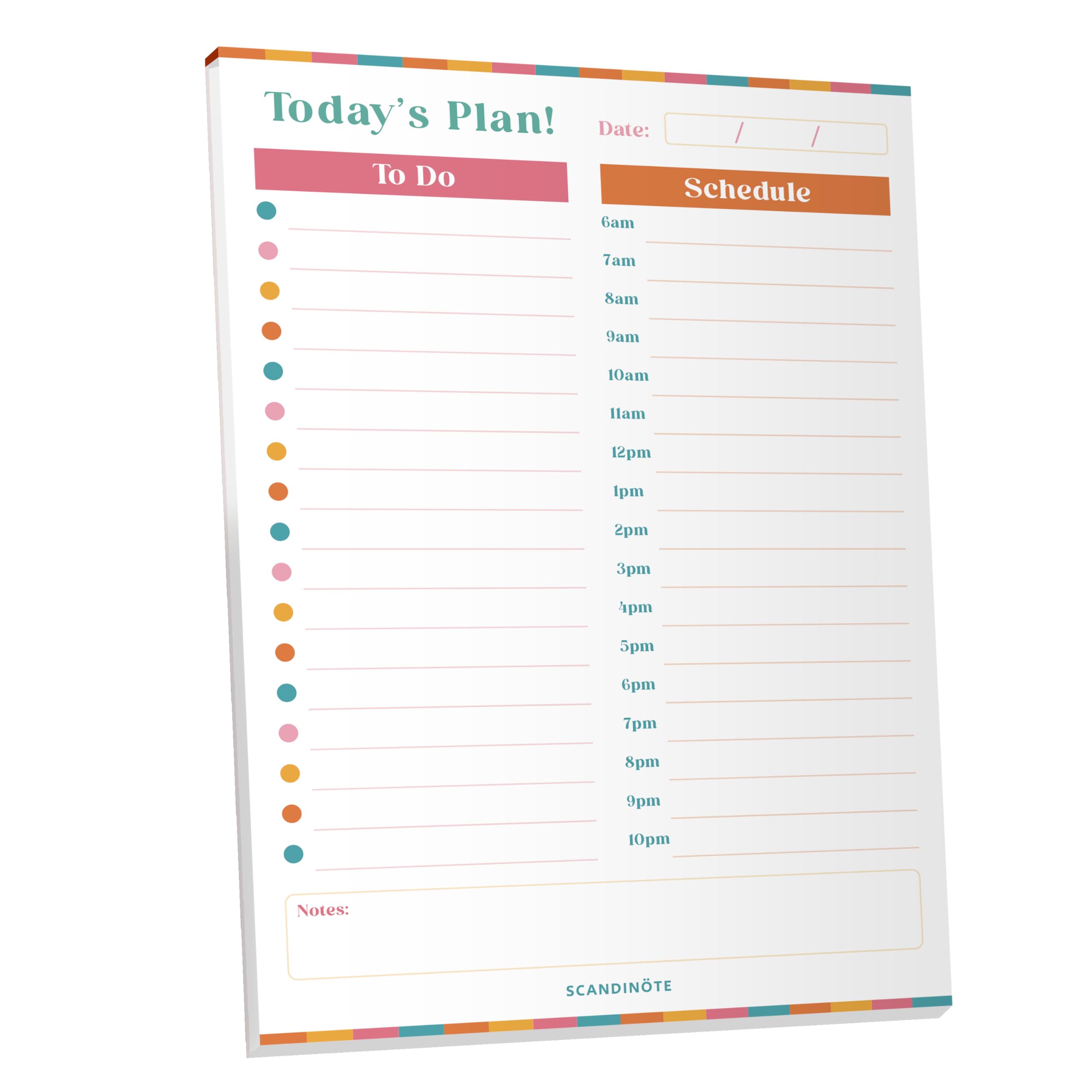 Scandinote A5 Daily Planner Pad – 52 Sheets Undated To Do List & Scheduler, Desk & Portable Productivity Planner, 100gsm Recycled Paper, UK Made