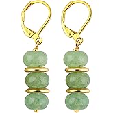 NJCRAFT Natural Gemstone Earrings for Women, Yoga Jewelry Meditation Earring, Crystals Earring, Rondelle Beads, Energy Healing Crystals, Gift for Her |Gemstone Jewelry