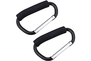 JIALEEY Grocery Bag Shopping Bag Holder Handle Carrier Tool Multi Purpose Snap Hook Stroller Hook Set Organizer Accessories with Soft Foam Grip for Hanging, Pack of 2, Black