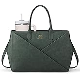 LOVEVOOK Laptop Tote Bag for Women with Large Cup Holder, 15.6 Inch PU Leather Work Bag Teacher Tote Bag, Waterproof Computer Bags Business Office Briefcase Handbag